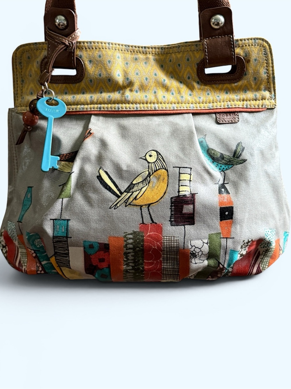 FOSSIL Key-Per City Birds Coated Canvas Colorful Bag